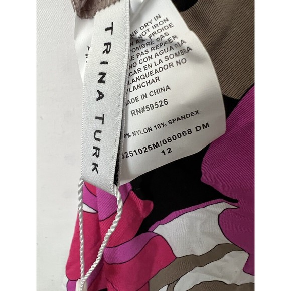 Trina Turk NWT Lynx Ruffle High Neck Reversible 1 Piece Bathing Suit size 12 - Picture 8 of 9